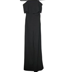 Crystal Sky Strapless Black Classy Flounce Pant Jumpsuit NWT XS